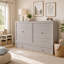 Lit escamotable moderne complet avec 2 tiroirs de rangement, ports USB et table de chevet, gris-128967977-128967975