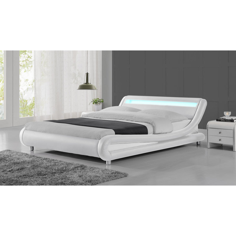 Kyara Upholstered Bed, Double (4'6), White
