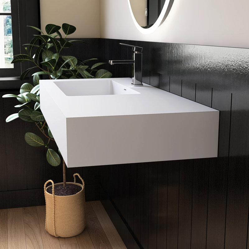 39'' Wall Mounted Bathroom Sink Solid Surface Bathroom Vessel Sink