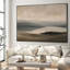 Très grande reproduction d'art sur toile - Lac neutre minimaliste et décor de paysage de montagnes ondulées pour le salon ou la chambre à coucher - «Assemblage requis du cadre (cadre non fini)»-1842797235