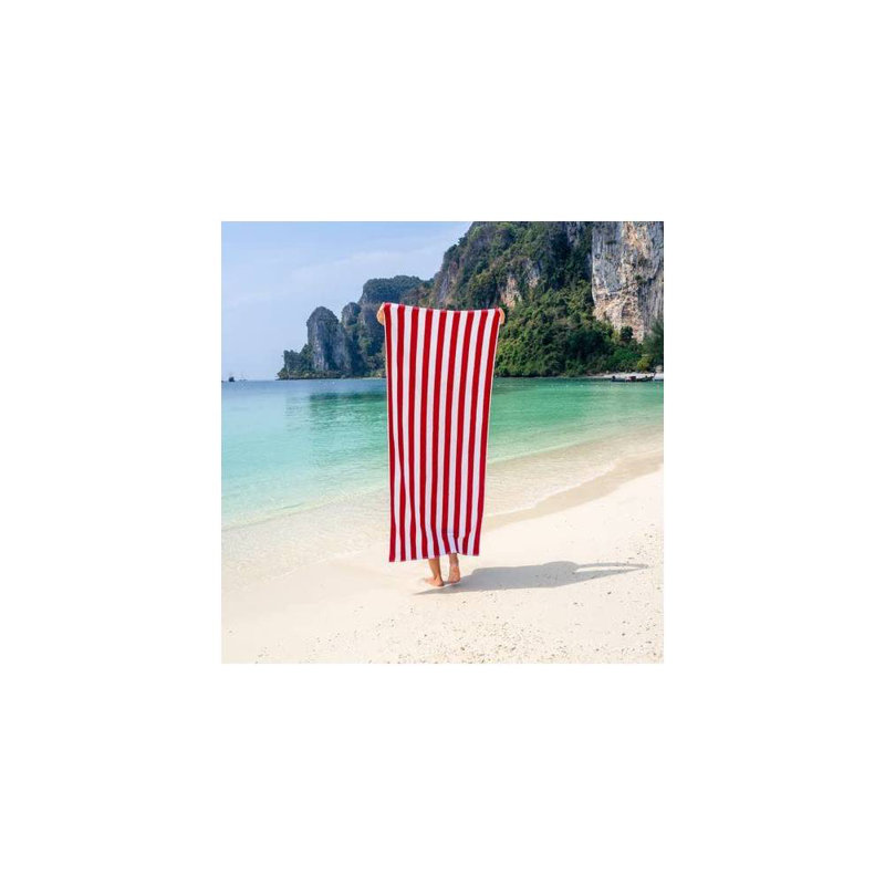 Serviette de plage 100% coton Ayomipo, Rouge, Oui