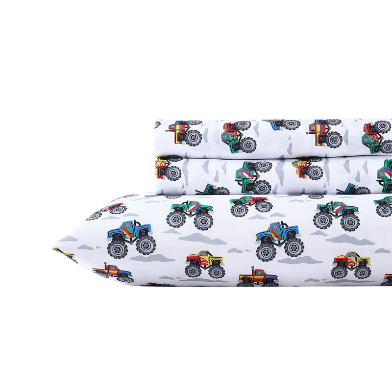 Trucks Microfiber Sheet Set, Twin Sheet Set + Fitted Sheet + 1 Pillowcase