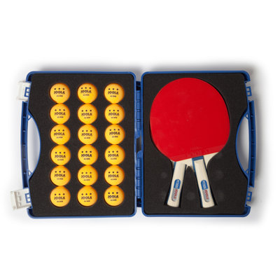 Ensemble de jeu de raquette de tennis de table JOOLA - deux raquettes en python et 18 balles de ping-pong de compétition à trois étoiles de 40 mm dans un étui rigide