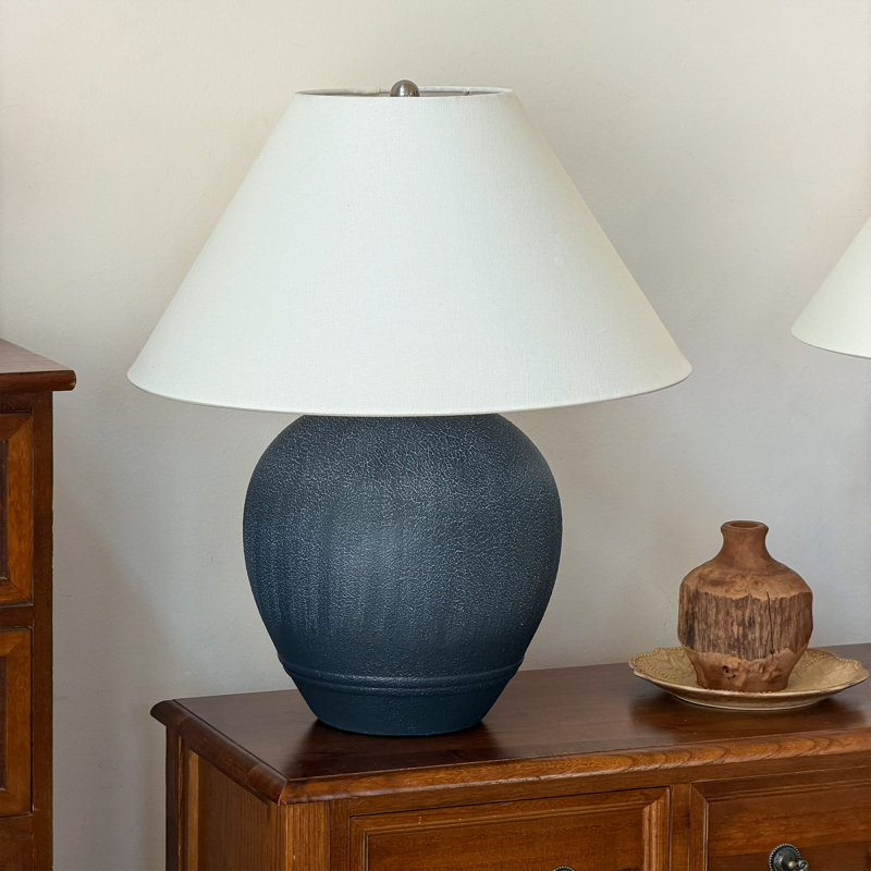 Kula 21.65" H Ceramic Table Lamp, Shad Black, 21.65" H x 17.99" W x 17.99" D