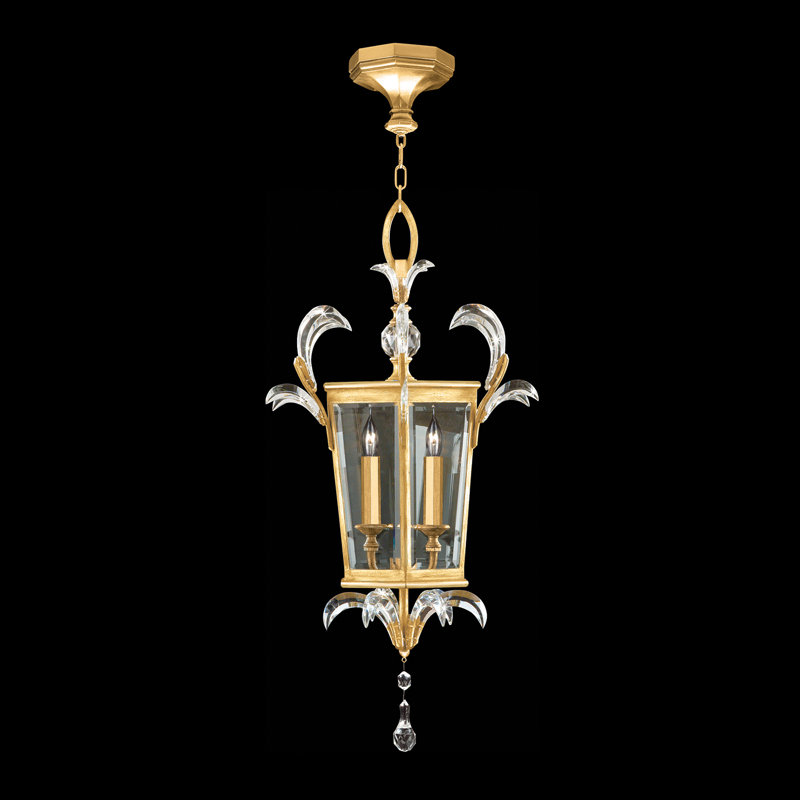 Lustre carré biseauté 22 po, Doré