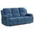 3-Seater Recliner Sofa Chair, Home Theater Sofa with Flipped Backrest and Cupholder, Flannel, Blue-1652346202