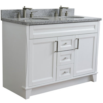 Abdihakin 49'' Double Bathroom Vanity with Granite Top