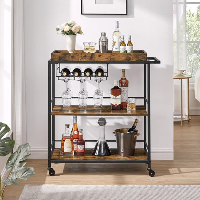 Kitchen Serving Cart With Removable Tray, 3-Tier Kitchen Utility Cart by 17 Stories