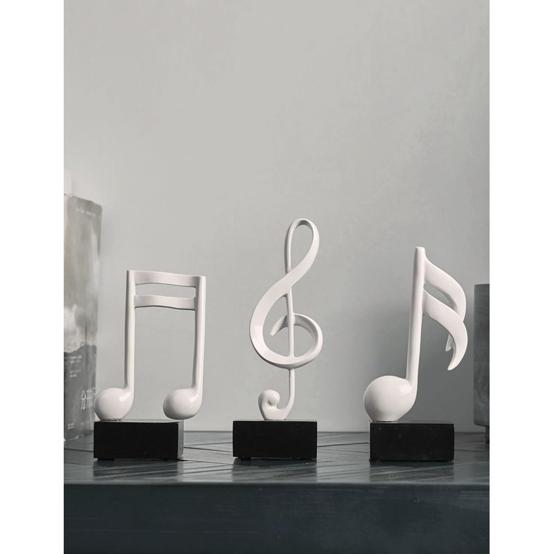 3 pièces note de musique décorative décoration musicale cadeaux table maîtresse sculpture piano statue blanc 7,5 pouces