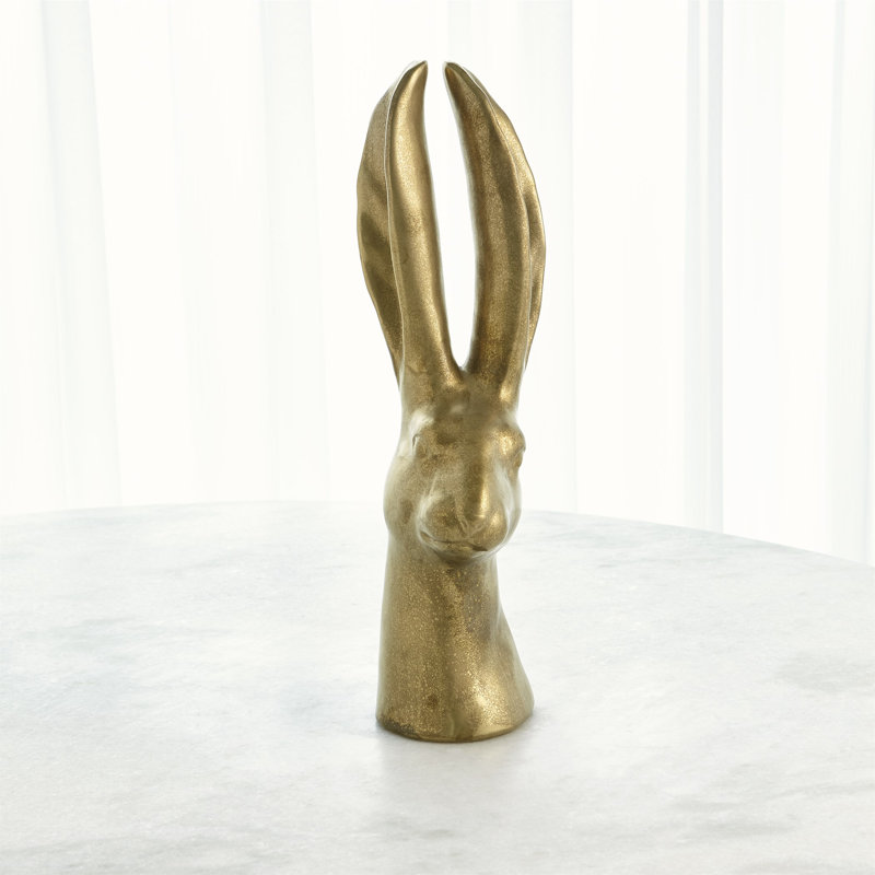 Rabbit Figurine, 16.25" H x 6.25" W x 6.25" D, Matte Gold