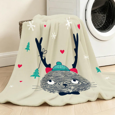 Jeté transparent en flanelle de polaire ultra douce, joli dessin de Noël recto