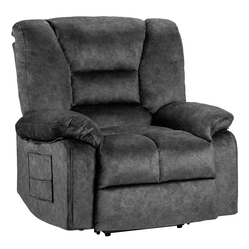 36.2'' Wide Velvet Upholstered Manual Standard Recliner, Gray