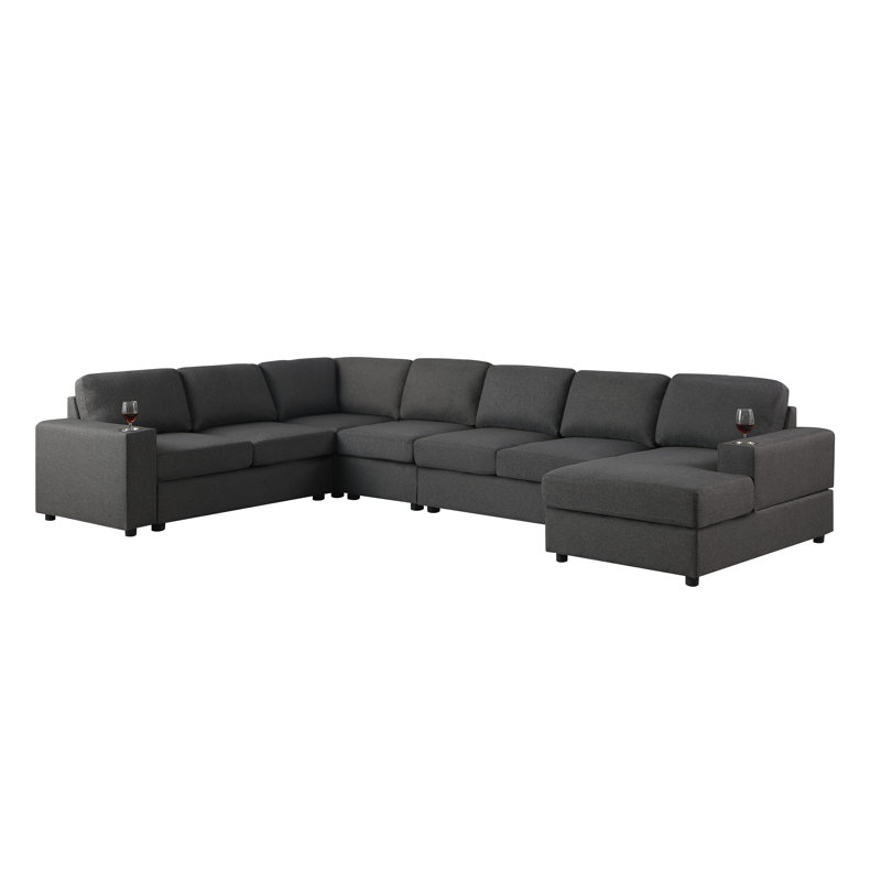 Canapé modulaire faisant face à la droite de 146,5 po Redwater, Mélange de lin gris foncé