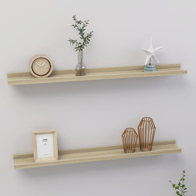 Gracelan 2 Piece Picture Ledge Wall Shelf, 3 cm H x 80 cm W x 9 cm D, Sonoma Oak
