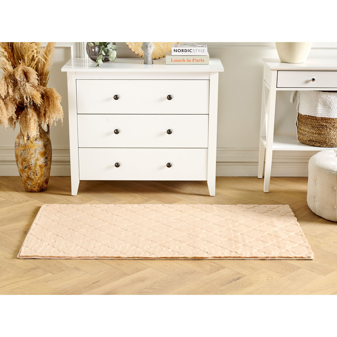 Handgefertigter Teppich Dunnstown in Beige