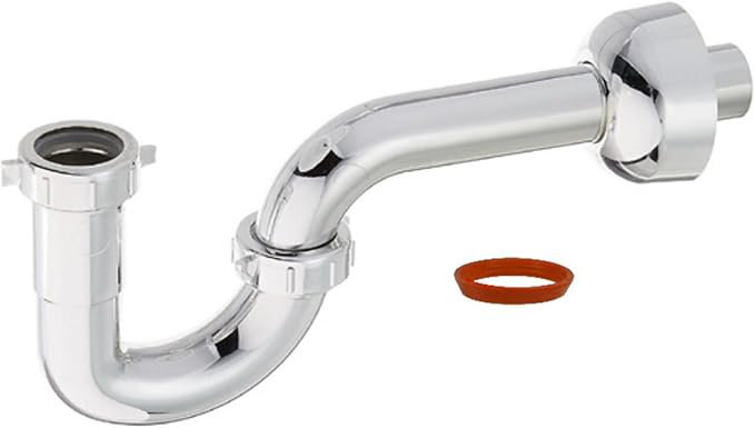Siphon en P de 1-1 / 2 po avec adaptateur et rondelle TPR pour drain de cuisine, Noir