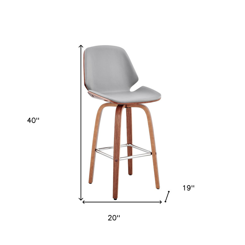 Tabouret de bar 26 po, Siège gris / cadre brun