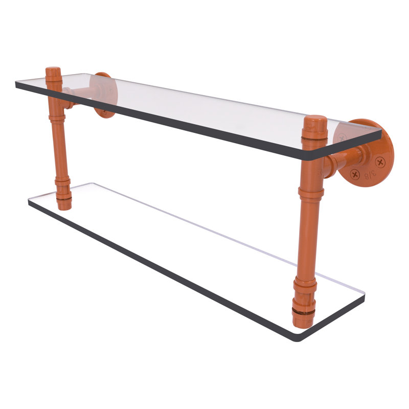 Tablette double en verre Pipeline Collection P, H 9,4 po x l 22 po x P 5,6 po, Étincelle d'automne