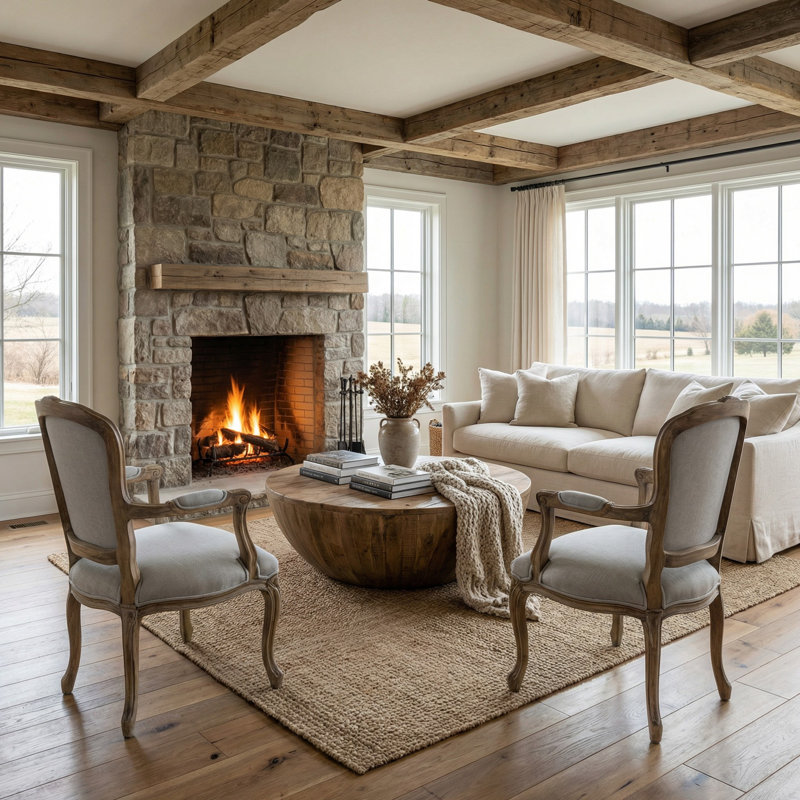 Farmhouse Arm Linen Chair