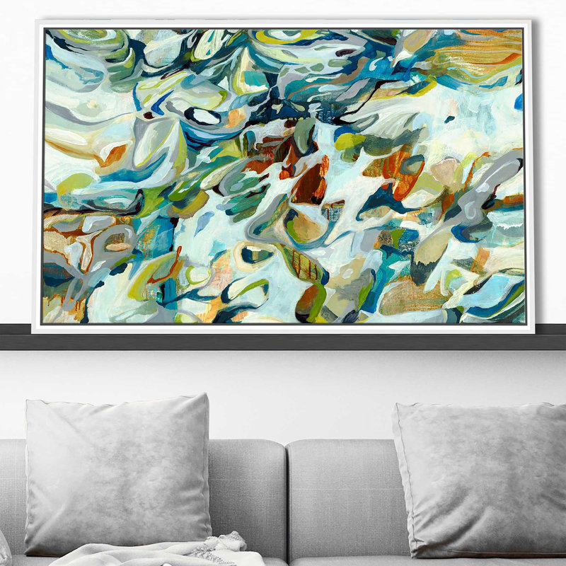 In the Flow III - peinture à cadre flottant, Cadre flottant blanc, H 21,5 po x l 33,5 po x P 2 po
