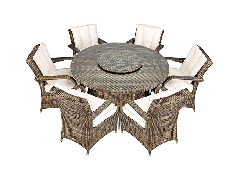 Harpenden 6 - Person Wicker Patio Dining Set with Round Table , Cushions Included