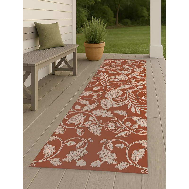 Autumn Vines Non Slip Outdoor Rug, Runner 2'6" x 8'