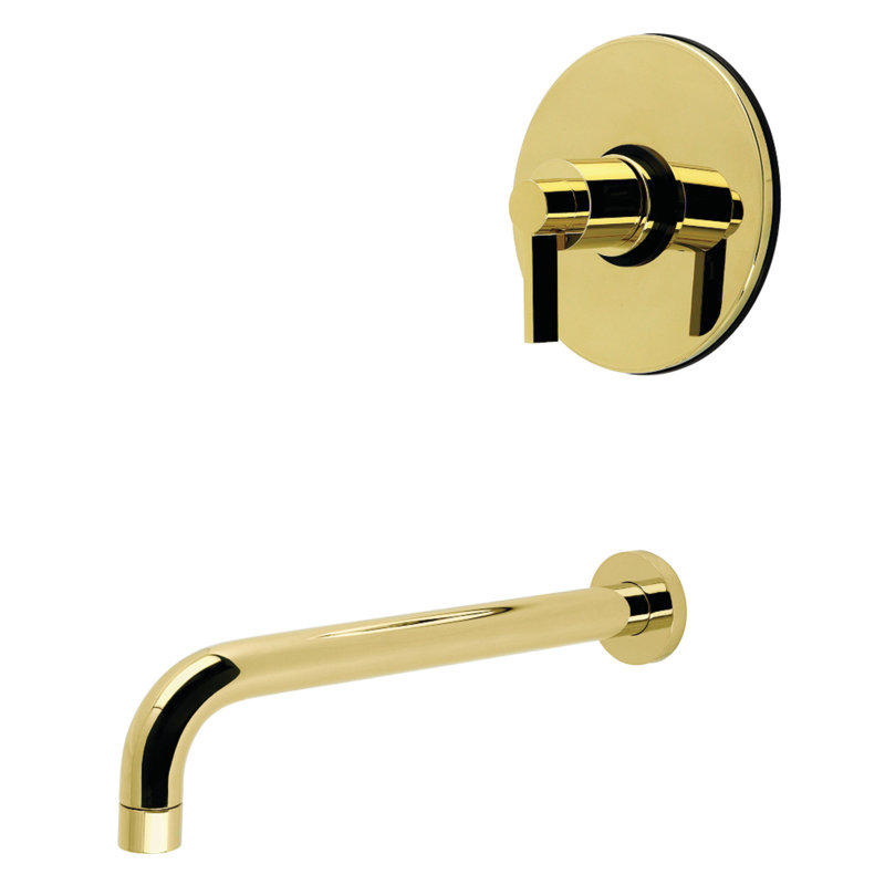 Robinet de baignoire à pression équilibrée à poignée simple Kingston Brass NuvoFusion, Laiton poli