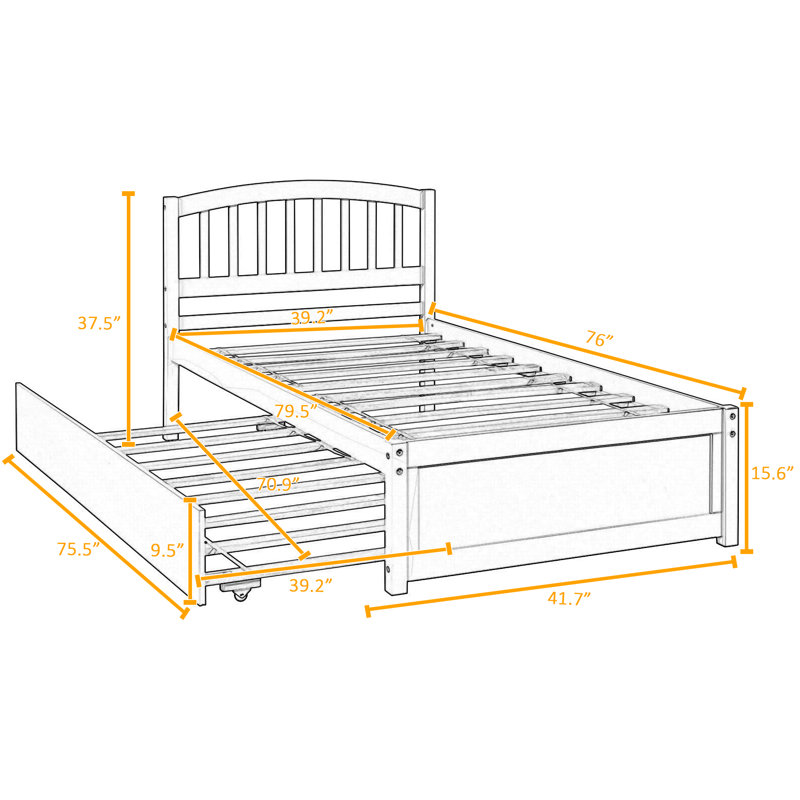 Twin Bed Frame With Trundle, Wooden Platform Bed With Headboard, Multifunctional Twin Size Bed With Pull Out Trundle For Bedroom,livingroom, Guest Room,no Box Spring Needed,brown