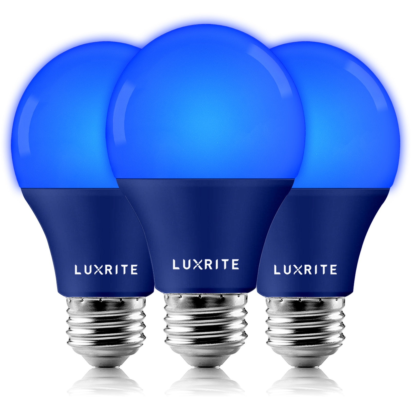 Luxrite A19 LED Blue Light Bulb 60W Equivalent Non-Dimmable UL Listed ...