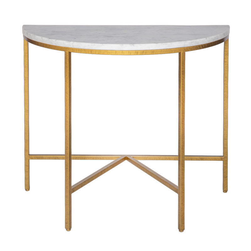 Vermont Demilune 38" Console Table, Carrera Marble