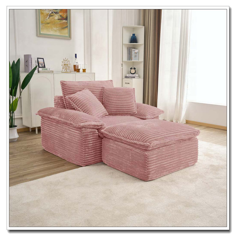 Fauteuil surdimensionné et demi 47 po, Rose