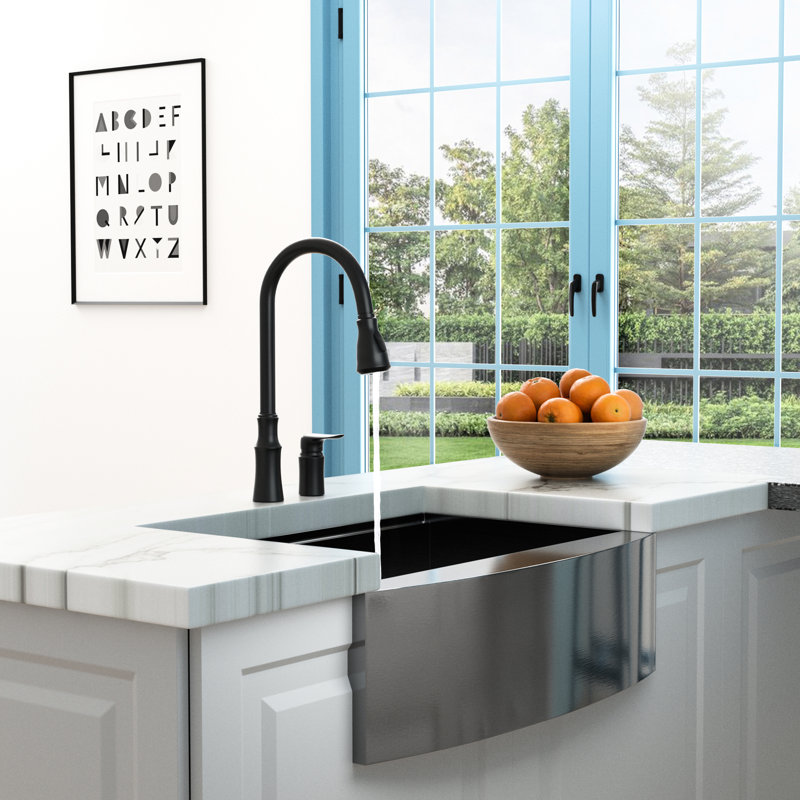 Robinet d'évier de cuisine, poignée séparée, aspect noir mat, style simple pour un réglage de l'eau, cartouche rétractable rotative à 360 °, cartouche en céramique haute performance avec scellage de feuilles, jet et jet