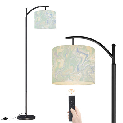 Arc Floor Lamp Marble Tile Aesthetic Design Floor Lamps with Remote LED Lights Adjustable Lamp Shades Tall Standing Lamps for Reading Office Living Room