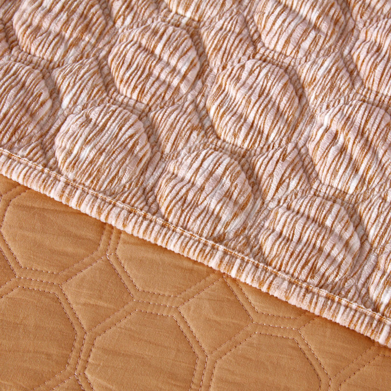 Apricot Orange Queen Velvet Reversible Quilt Set
