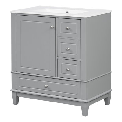 Meuble-lavabo 30 po avec lavabo, une porte avec tablette et trois tiroirs