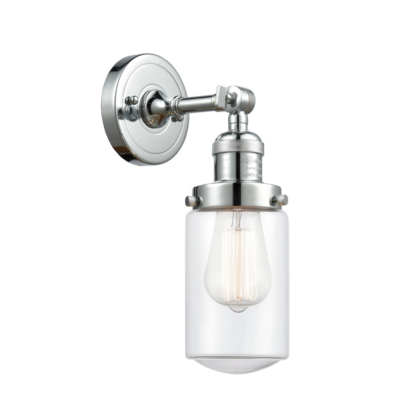 Armed Sconce, Polished Chrome, Clear, Bulb Not Included