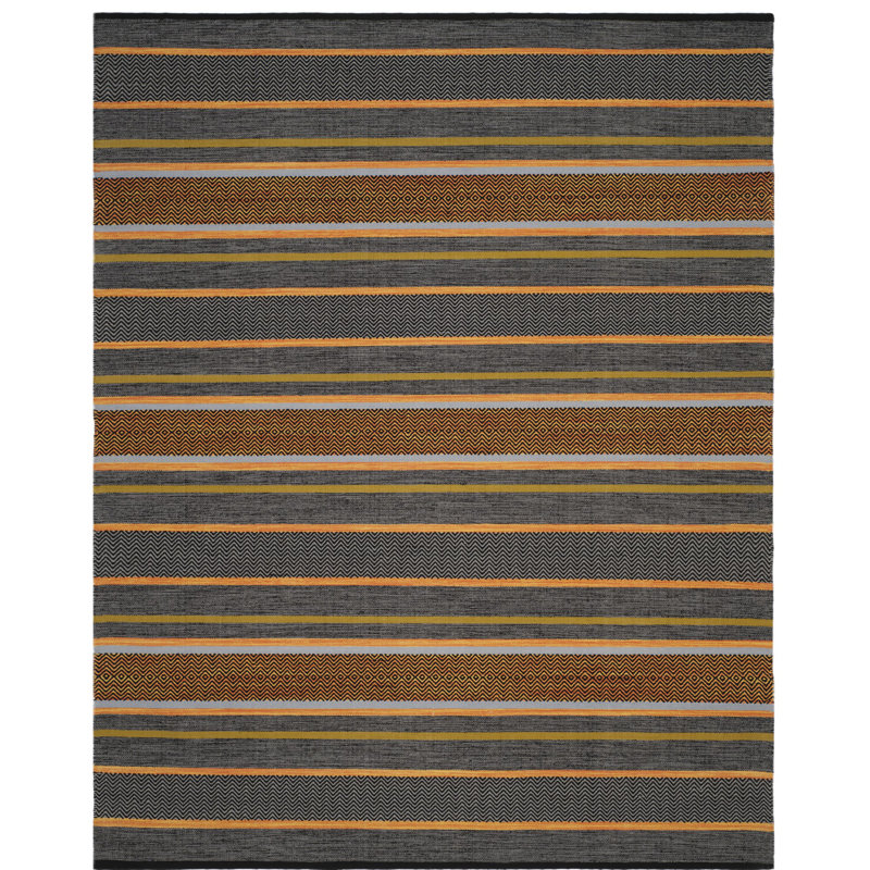 Fitzsimmons Hand Woven Cotton Striped Rug, Rectangle 8' x 10'