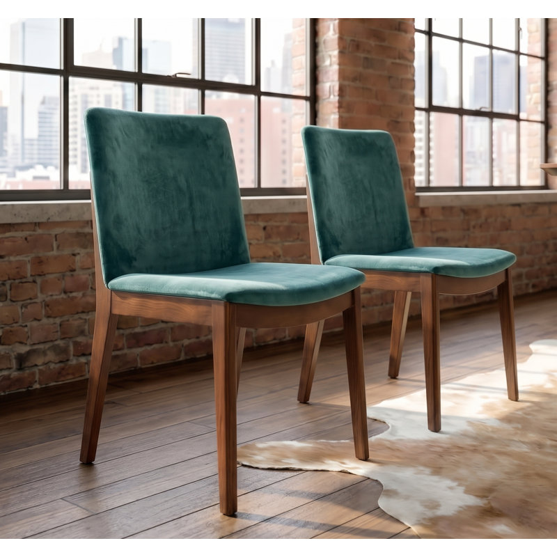 Barriento 18.9 " H Upholstered Parsons Chair, Green Velvet