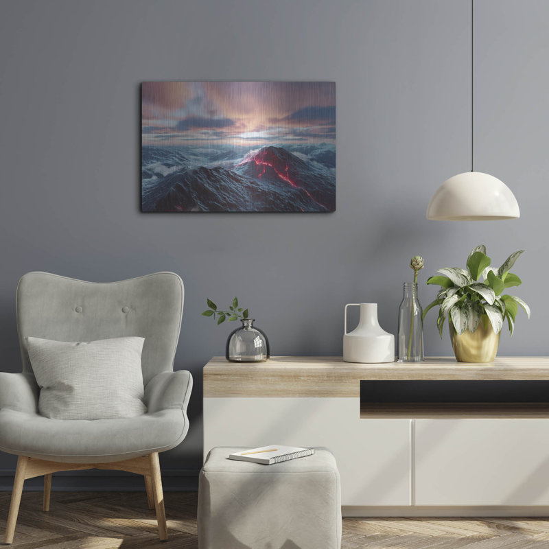  «Sea On Fire» par Ann Klee, art mural en métal, 24 po x 16 po, H 16 po x l 24 po