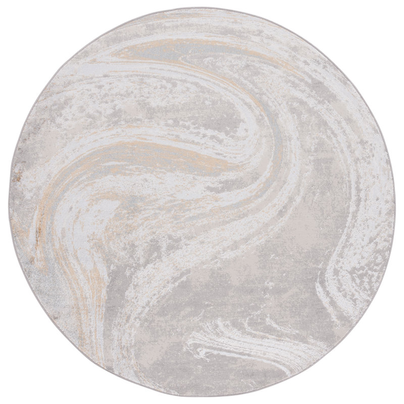 Ozturk Performance Abstract Rug, Round 6'7"