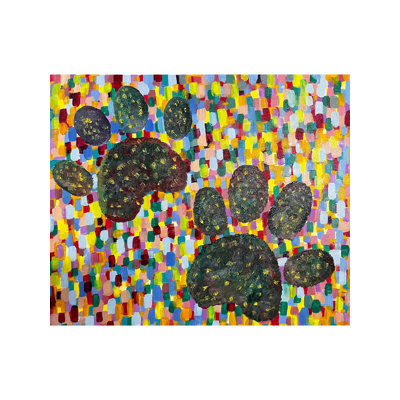 «Dog Paw Print», peinture à l'huile sur toile 30 x 36 po