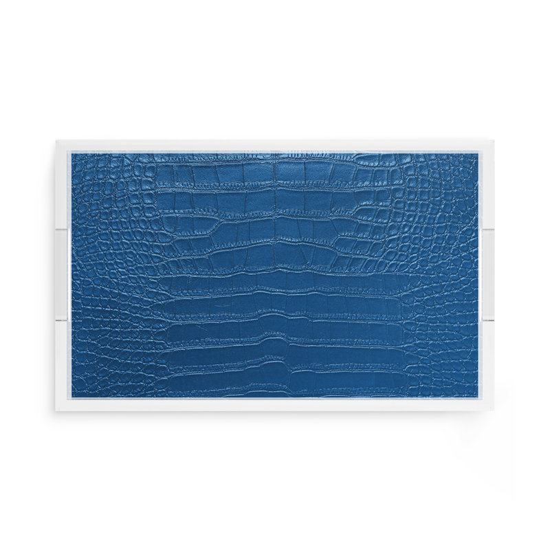 Crocodile Acrylic Rectangle Decorative Tray, 17"W x 10.5"D x 2"H, Kyoto Blue