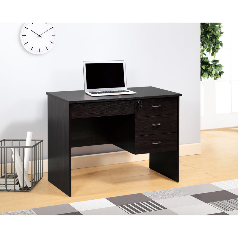 -colored Home Office Desk With Three Locking Compartments Drawer For A Functional Study Space,