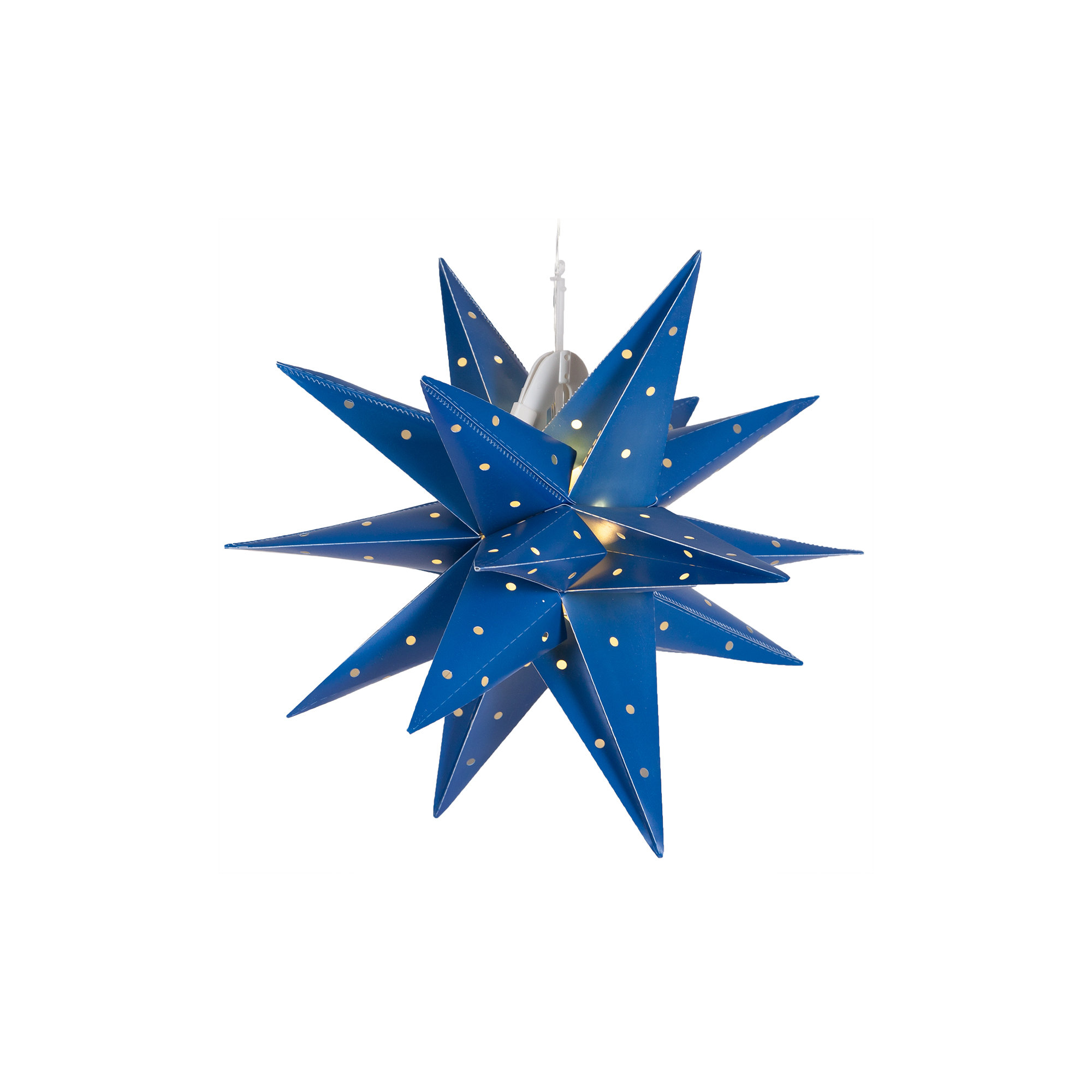 LED Lantern, Blue, 17" H x 17" W x 17" D