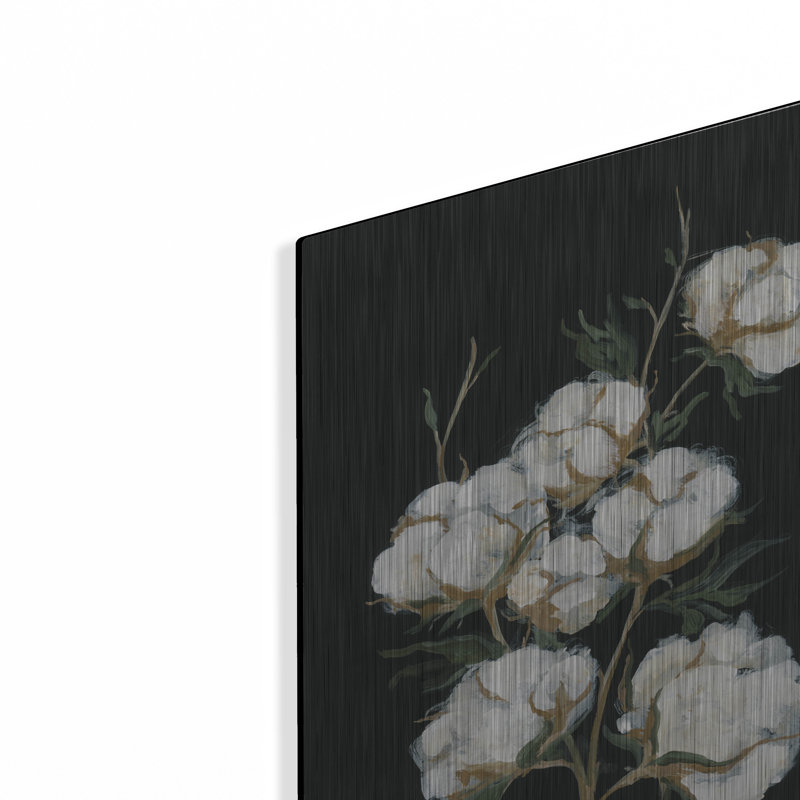 «Vintage Stems Of Cotton» par Yvette St. Amant, art mural en métal, H 16 po x l 12 po