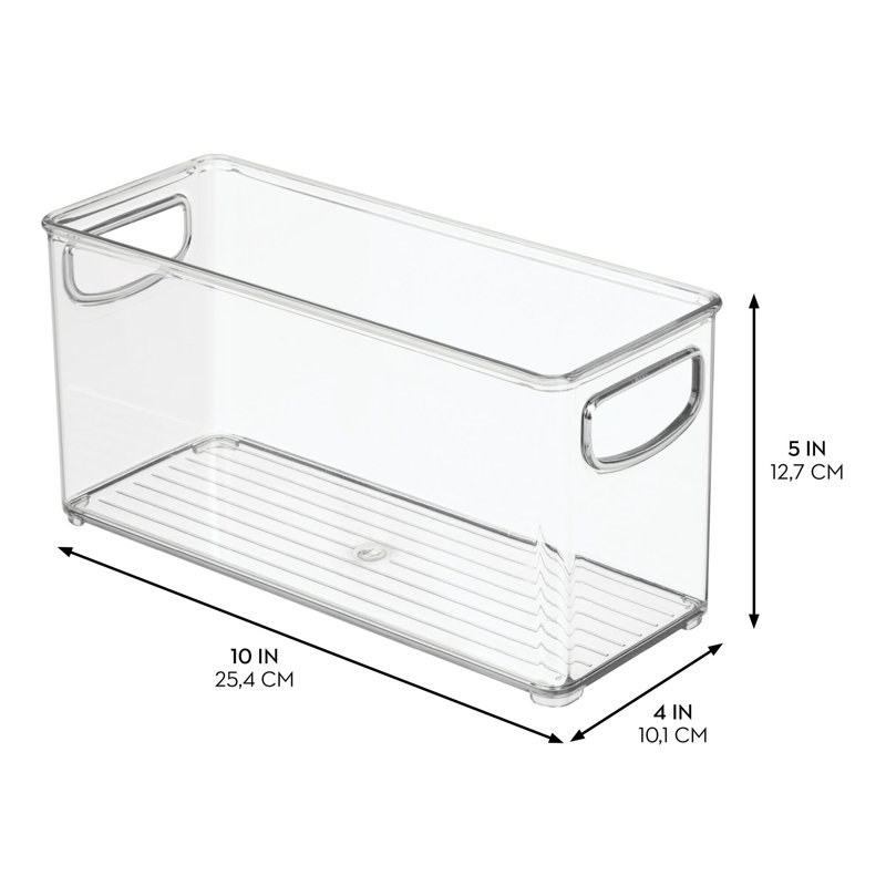 iDesign 4-Piece Recycled Plastic Small Stackable Kitchen Organizer Bin 10", Clear