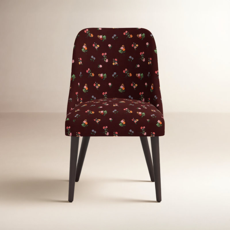 Clare Dining Chair In Ditsy Dahlia Burgundy, Ditsy Dahlia Burgundy