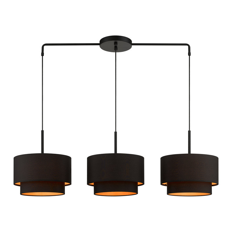 3 - Light Dimmable Chandelier, Black, Black
