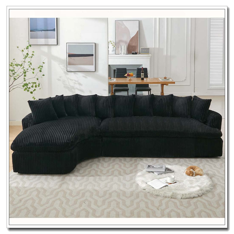 Grand canapé modulaire 127 po, Black Corduroy