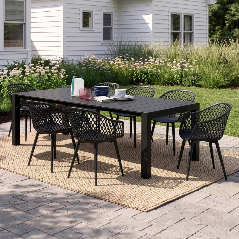 Spector Extendable Dining Table, Black, 39" W x 102" L x 29.5" H